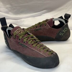 Five Ten 5.10 Stealth Asym Climbing Shoes Mens 5.5 Lace Up Low Top Suede Maroon